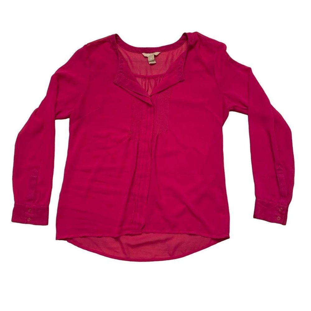 Banana Republic Bright Sangria Long Sleeve Blouse size medium magenta